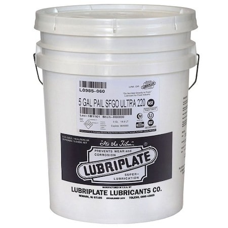 Lubriplate Gear Oil, Polyalphaolefin Type, Bearing, Gear, Chain, Pail SFGO ULTRA-220 5GAL PAIL ; L0985-060